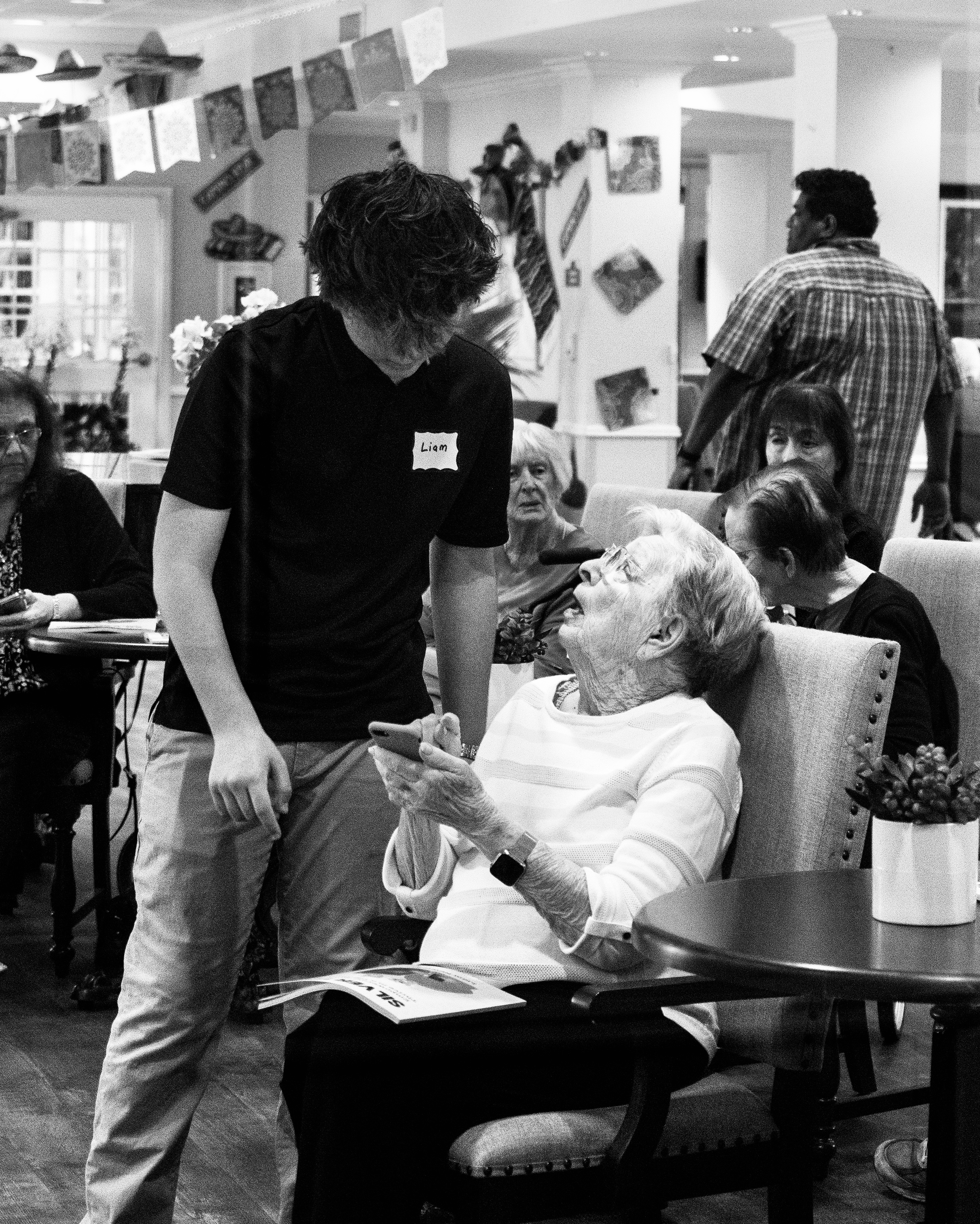 Liam with laughing senior