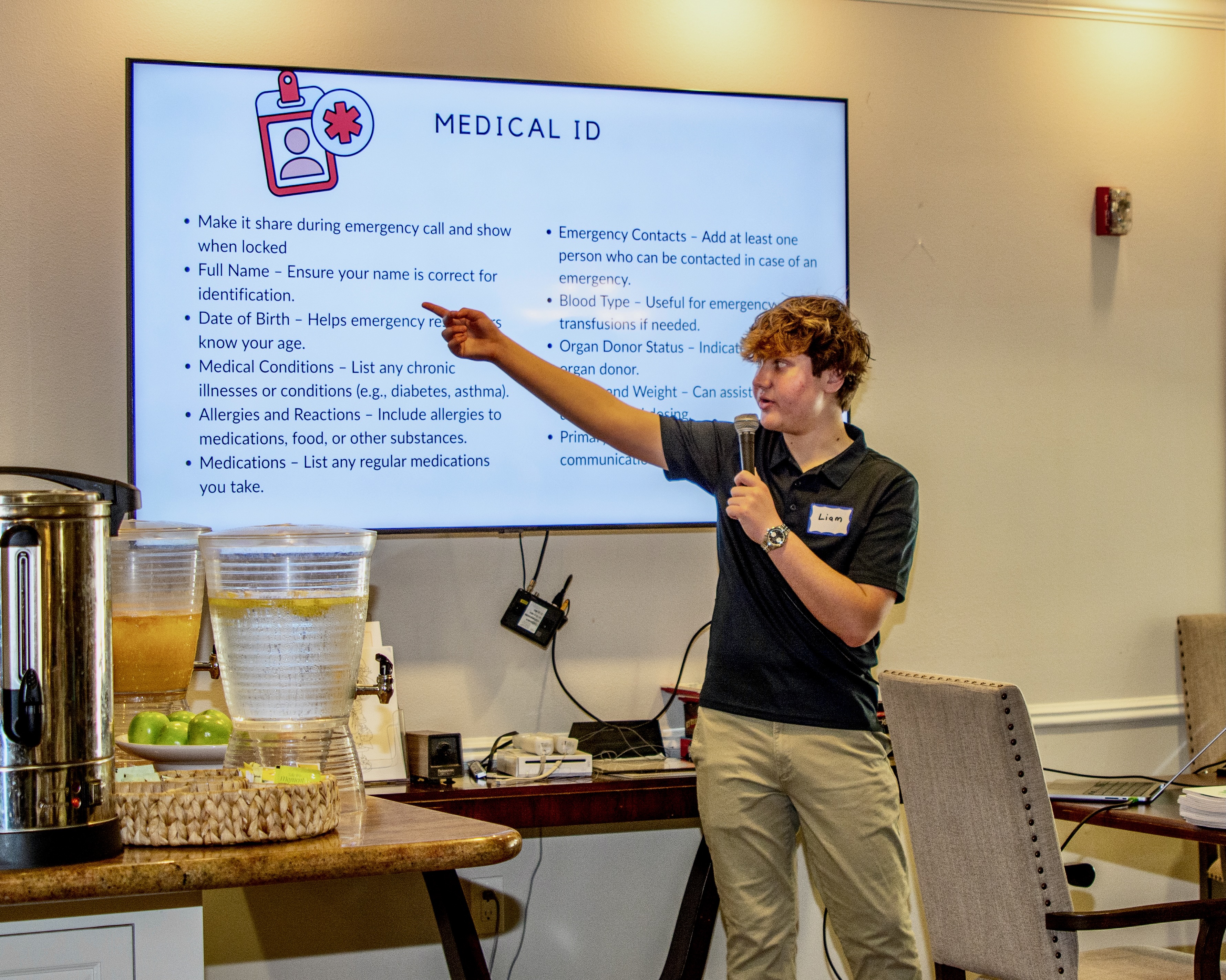 Liam presenting Medical ID