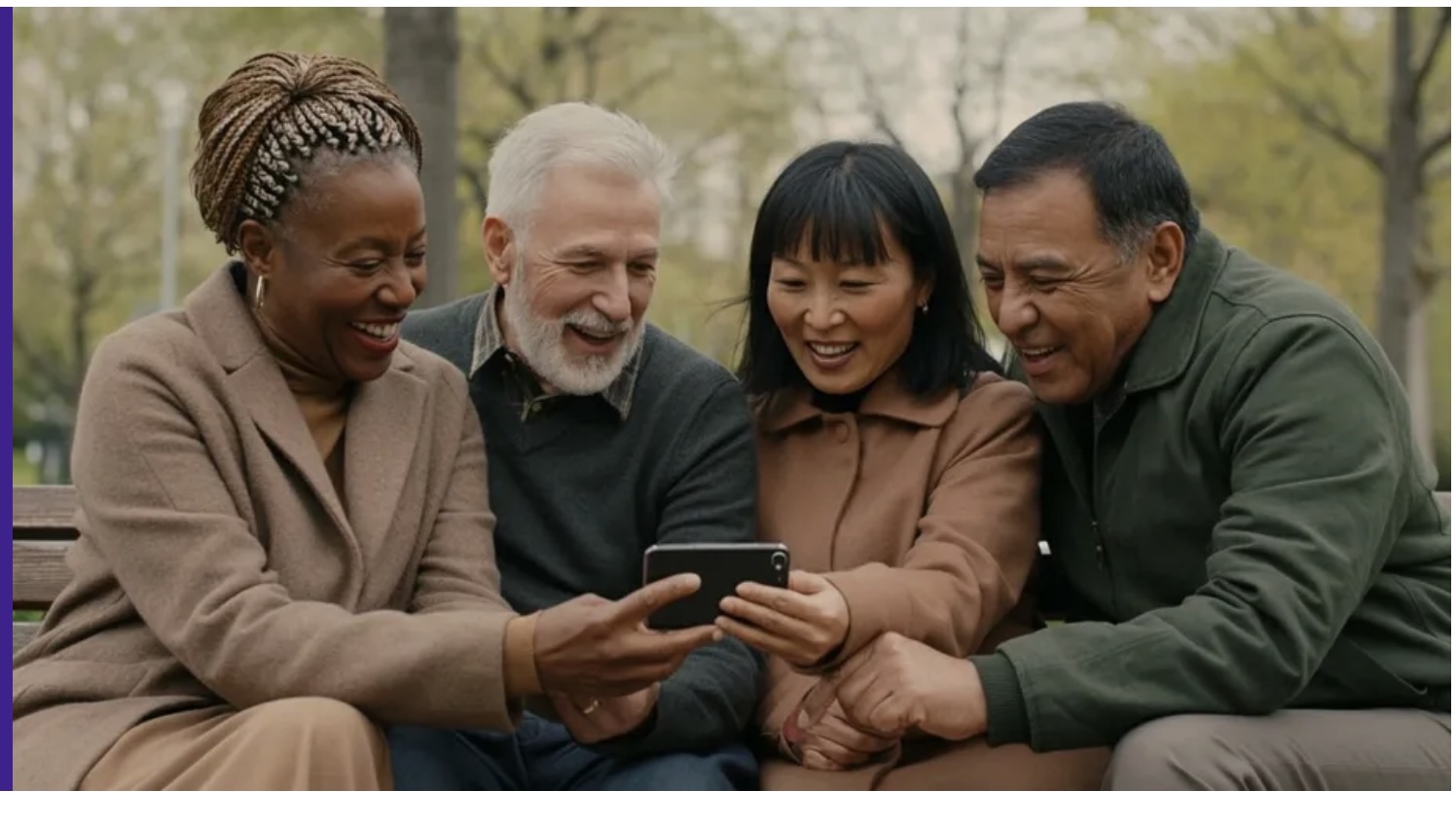 Seniors enjoying technology together